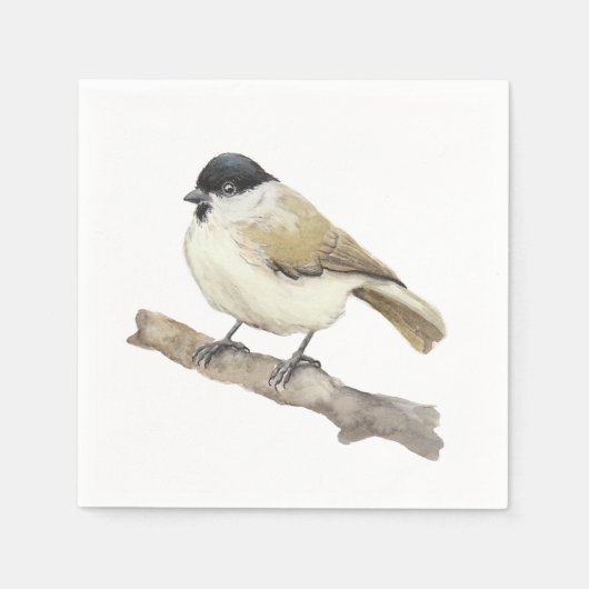 Watercolor Marsh Tit Serviette (Vorderseite)