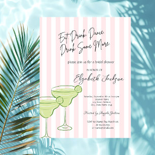 Watercolor Martini Rosa Streifen Brautparty Einladung