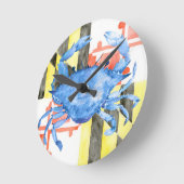 Watercolor maryland flag and blue crab runde wanduhr (Winkel)