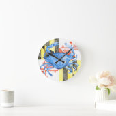 Watercolor maryland flag and blue crab runde wanduhr (Zuhause)