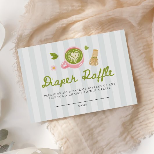 Watercolor Matcha Latte Diaper Raffle Begleitkarte