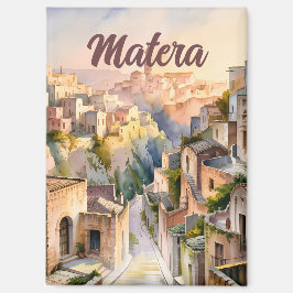 Watercolor Matera Italy Sassi di Matera Vintage Magnet