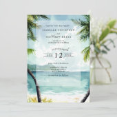 Watercolor Maui Hawaii Tropical Beach Wedding Einladung (Stehend Vorderseite)