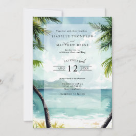 Watercolor Maui Hawaii Tropical Beach Wedding Einladung