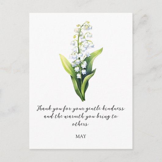 WATERCOLOR MAY LILY OF THE VALLEY BIRTH FLOWER  POSTKARTE (Vorderseite)