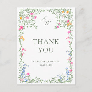 Watercolor Meadow Wildblume Boho Vielen Dank Postkarte