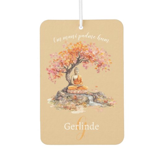 Watercolor Meditating Buddha Personalized Autolufterfrischer (Vorderseite)