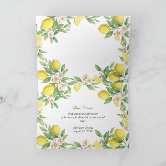 Watercolor Mediterrane will you be a bridesmaid? Dankeskarte (Innenseite)