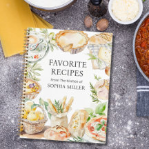 Watercolor Mediterranean Food Family Recipe