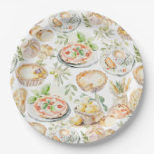 Watercolor Mediterranean Food Pattern Pappteller (Vorderseite)