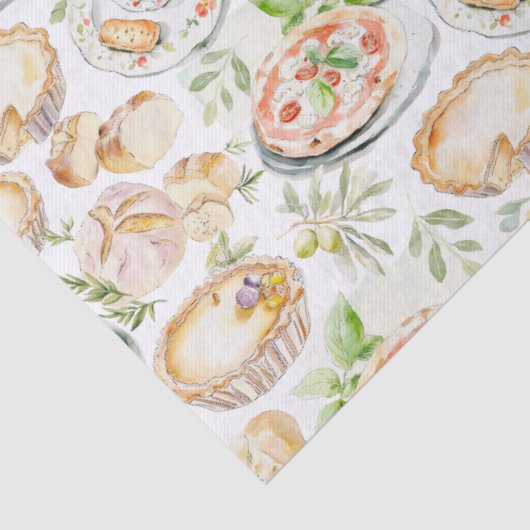 Watercolor Mediterranean Food Pattern Seidenpapier (Detail)