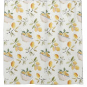Watercolor Mediterranean Lemon Shower Curtain Duschvorhang (Vorderseite)