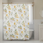 Watercolor Mediterranean Lemon Shower Curtain Duschvorhang