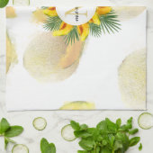 Watercolor Melon Tropical Blätter Wreath Monogram Geschirrtuch (Gefaltet)