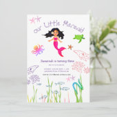 Watercolor Mermaid Birthday Einladung (Stehend Vorderseite)