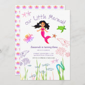 Watercolor Mermaid Birthday Einladung (Vorne/Hinten)