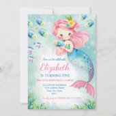 Watercolor Mermaid Birthday Einladung (Vorderseite)