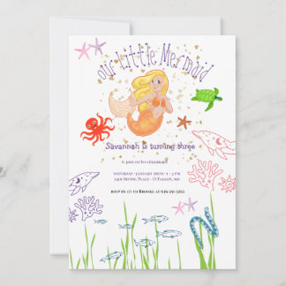 Watercolor Mermaid Birthday Einladung