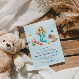 Watercolor Mermaid Birthday Invitation Einladung
