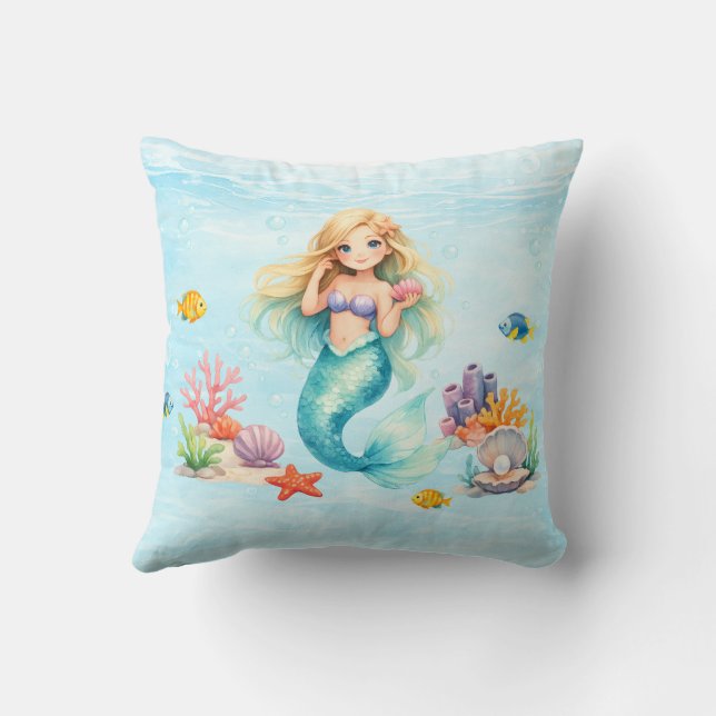 Watercolor Mermaid Birthday Kissen (Rückseite)