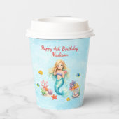 Watercolor Mermaid Birthday Pappbecher (Rückseite)