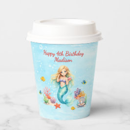 Watercolor Mermaid Birthday Pappbecher