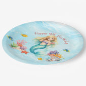 Watercolor Mermaid Birthday Pappteller (Schrägansicht)