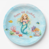 Watercolor Mermaid Birthday Pappteller (Vorderseite)