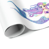 Watercolor Mermaid Birthday Party Geschenkpapier (Rolleneckpunkt)