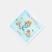 Watercolor Mermaid Birthday Serviette (Ecke)