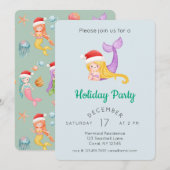 Watercolor Mermaid Holiday Party Einladung (Vorne/Hinten)