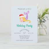 Watercolor Mermaid Holiday Party Einladung (Stehend Vorderseite)