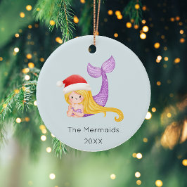 Watercolor Mermaid Weihnachtsgebäck Foto Keramik Ornament