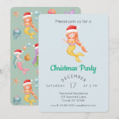 Watercolor Mermaid Weihnachtsgebäck Party Einladung (Vorne/Hinten)