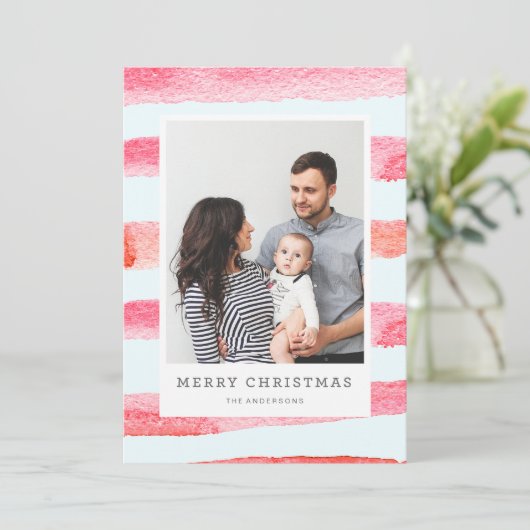 WATERCOLOR MERRIEST CHRISTMAS Foto Weihnachten (Stehend Vorderseite)