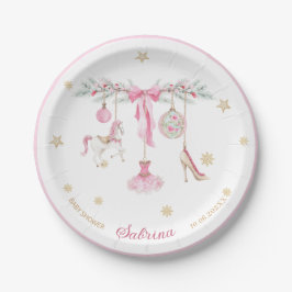 Watercolor Merry Christmas Nutcracker ballet pink Pappteller