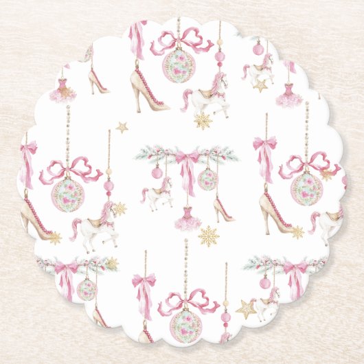 Watercolor Merry Christmas Nutcracker ballet pink Untersetzer (Vorderseite)