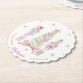 Watercolor Merry Christmas Nutcracker ballet pink Untersetzer (angewinkelt)