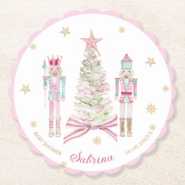 Watercolor Merry Christmas Nutcracker ballet pink Untersetzer