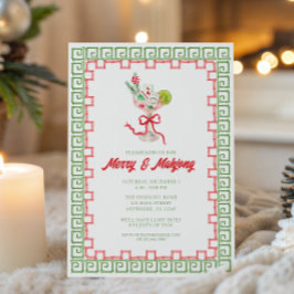 Watercolor Merry Mahjong Christmas Cocktail Party Einladung