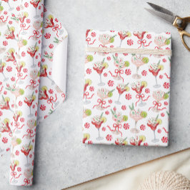 Watercolor Merry Mahjong Christmas Cocktail Party Geschenkpapier