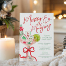 Watercolor Merry Mahjong Weihnachtscocktail Party