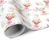 Watercolor Merry Mahjong Weihnachtscocktail Party Geschenkpapier (Rolleneckpunkt)