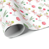 Watercolor Merry Mahjong Weihnachtscocktail Party Geschenkpapier (Rolleneckpunkt)