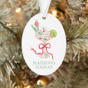 Watercolor Merry Mahjong Weihnachtscocktail Party Ornament
