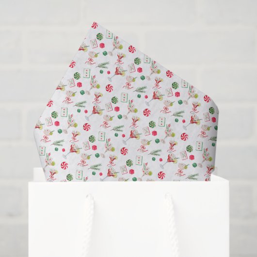 Watercolor Merry Mahjong Weihnachtscocktail Party Seidenpapier (Geschenktüte)