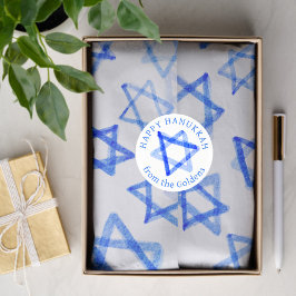 Watercolor Messy Cool Blue Star of David Hanukkah Seidenpapier
