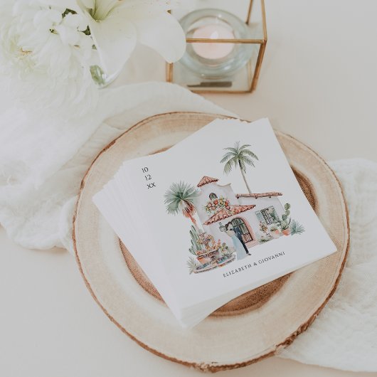 Watercolor Mexico Hacienda | Wedding Serviette