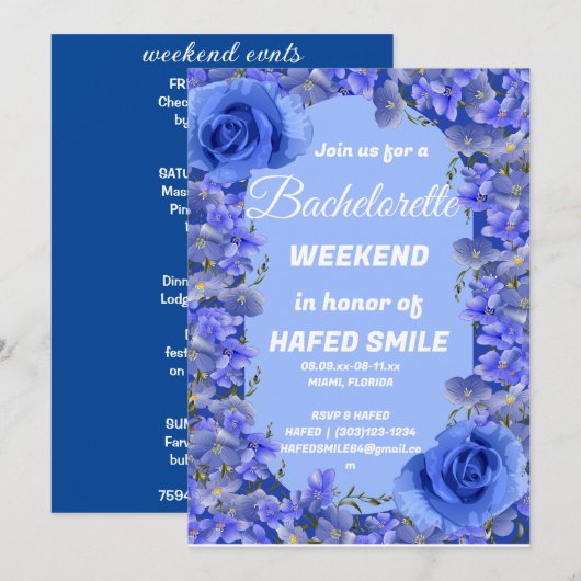 Watercolor Miami Skyline Tropical Beach Island Inv Einladung (Vorne/Hinten)