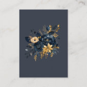 Watercolor Midnight Blue Gold Floral Empfang Begleitkarte (Rückseite)